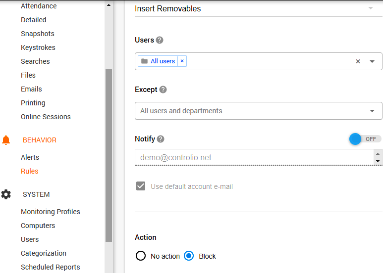 Warning users of the rule and notifying you of its violations with Workexaminer Employee Monitoring Software