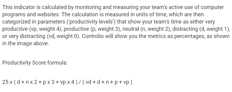 Controlio accurately collects data and clearly explains what calculations are made to transforms the data into reports