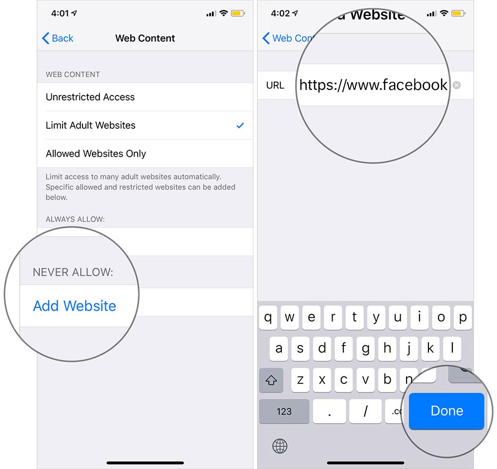 How to edit settings to restrict Facebook on iOS devices